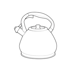 Kettle line vector art. Teapot logo. Kettle with handle isolated on white background. Kettle in line art style vector icon.