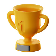 Premium game champion cup award icon 3d rendering on isolated background