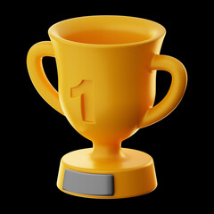 Premium game champion cup award icon 3d rendering on isolated background