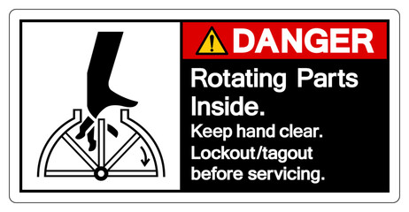 Danger Rotating Part Inside Keep Hand clear Symbol Sign, Vector Illustration, Isolate On White Background Label .EPS10