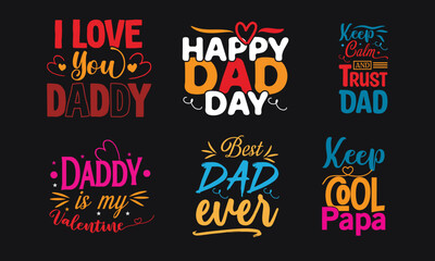 fathers day set. Vector typography. Vintage lettering for greeting cards, banners, t-shirt design.