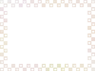 イラスト素材:肉球と猫の四角フレーム