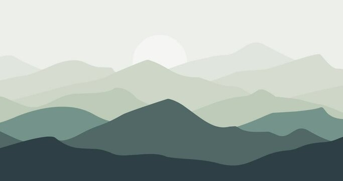 Animated serene purple gradation mountain nature background