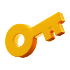 Premium game gold key icon 3d rendering on isolated background