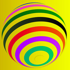 abstract colorful sphere with yellow background