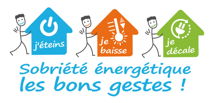 Sobri&eacute;t&eacute; &eacute;nerg&eacute;tique et &eacute;conomie des &eacute;nergies, les bons gestes &agrave; la maison : baisser le chauffage, &eacute;teindre les appareils, d&eacute;caler les appareils &eacute;lectriques en dehors des heures de pointes