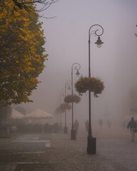 The Main City of Gdańsk in a foggy aura, Dlugi Targ, Neptune, Town Hall.