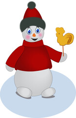 Snowman in vector in winter clothes
