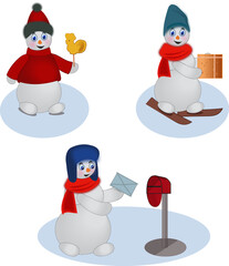 Snowman in vector in winter clothes