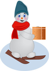 Snowman in vector in winter clothes
