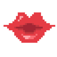 Obraz premium Pixel Illustration of a kissing lip
