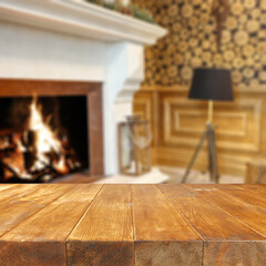 Fototapeta premium Desk of free space and fireplace 