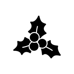 Christmas red berry glyph icon. Merry Christmas decoration. Minimal pictogram. Isolated vector illustration