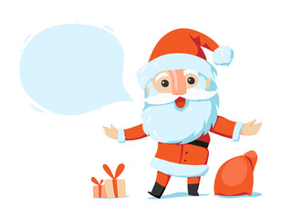 Illustration of Santa. Santa Claus with speech bubble. Christmas cartoon character.