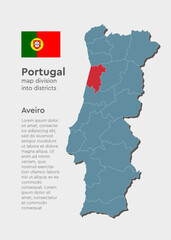 Vector map Portugal and district Aveiro