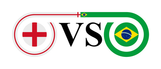 the concept of england vs brazil. vector illustration isolated on white background