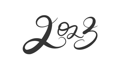 Happy New Year 2023 , 2023 calligraphy handwriting isolated on white background, , Illustration 