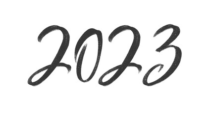 Happy New Year 2023 , 2023 calligraphy handwriting isolated on white background, , Illustration 