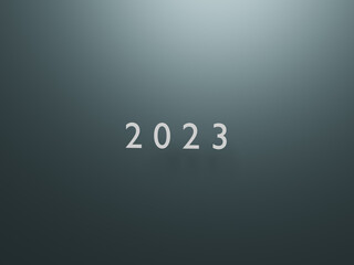 数字。2023。微妙に発光している文字。3DCG。正面から。