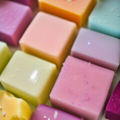 Colorful soap bars, handmade natural zero waste soap, spa and skincare small business idea, solid soap