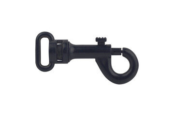 black plastic carabiner isolated from the background