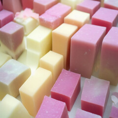 Colorful soap bars, handmade natural zero waste soap, spa and skincare small business idea, solid soap