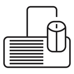 Computer gaming, line art komputer illustration, isolated style, PC icon logo symbol vector