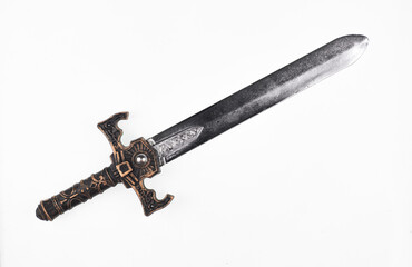 fantasy iron sword isolated on white background