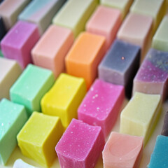 Colorful soap bars, handmade natural zero waste soap, spa and skincare small business idea, solid soap

