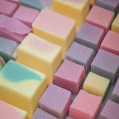 Colorful soap bars, handmade natural zero waste soap, spa and skincare small business idea, solid soap
