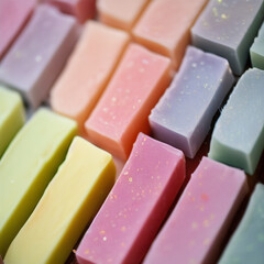 Colorful soap bars, handmade natural zero waste soap, spa and skincare small business idea, solid soap
