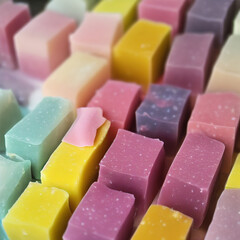 Colorful soap bars, handmade natural zero waste soap, spa and skincare small business idea, solid soap
