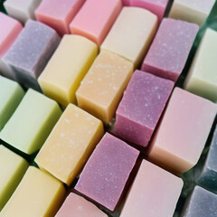 Colorful soap bars, handmade natural zero waste soap, spa and skincare small business idea, solid soap
