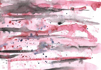 Watercolor abstract background, marble, splashes of red and gray