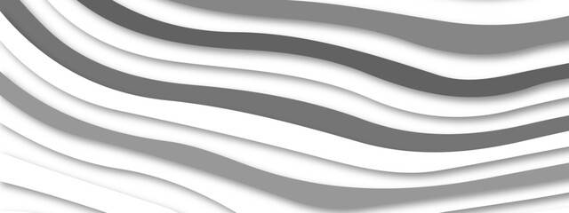 Abstract Paper cut banner concept. Vector abstract black and white modern white wavy vector background. Abstract white papercut with wavy layers. Paper cut vector art background banner texture website