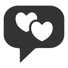 Dialogue with two hearts - icon, illustration on white background, glyph style