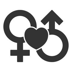 Fototapeta premium Masculine and feminine and heart - icon, illustration on white background, glyph style