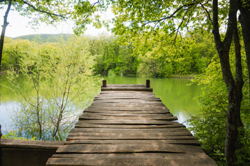 Wooden pier over the lake