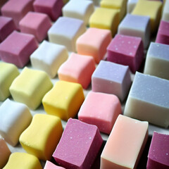 Colorful soap bars, handmade natural zero waste soap, spa and skincare small business idea, solid soap