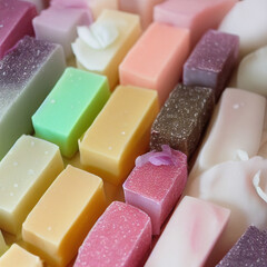 Colorful soap bars, handmade natural zero waste soap, spa and skincare small business idea, solid soap