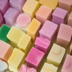 Colorful soap bars, handmade natural zero waste soap, spa and skincare small business idea, solid soap