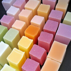 Colorful soap bars, handmade natural zero waste soap, spa and skincare small business idea, solid soap