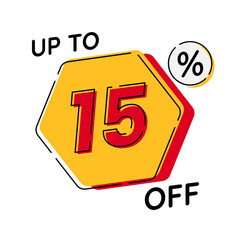 Vector of discount up to 15%, suitable for advertising content
