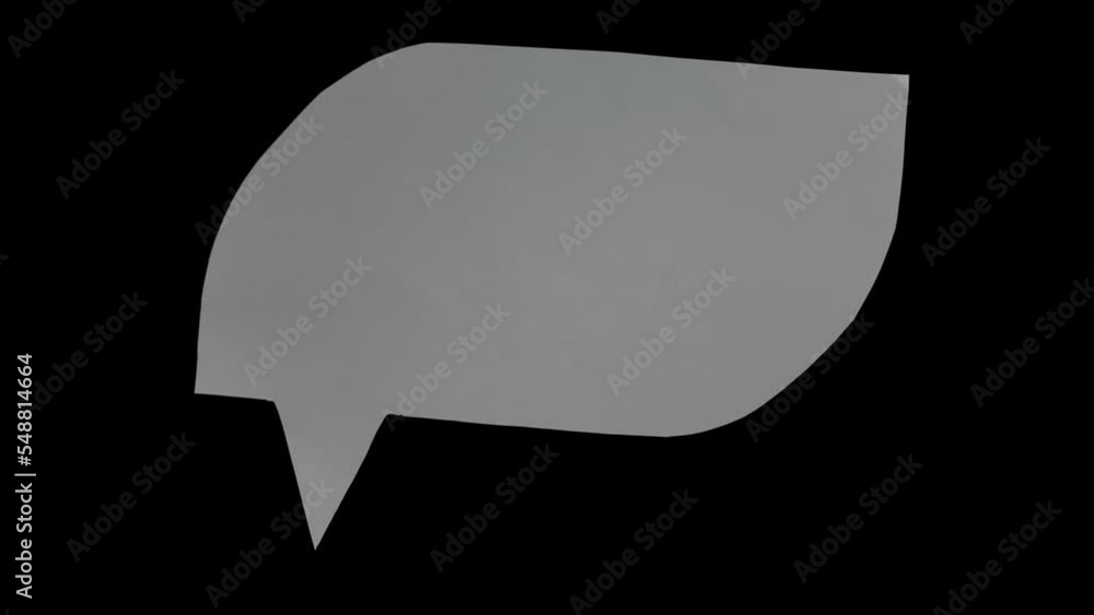 Aufkleber animation of cut out paper in bubble speech shape. stop motion for creative videos overlay. bubble t