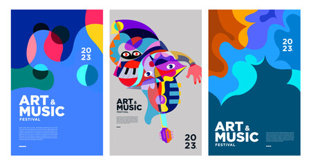 Summer Colorful Art and Music Festival Poster and Cover Template 2023