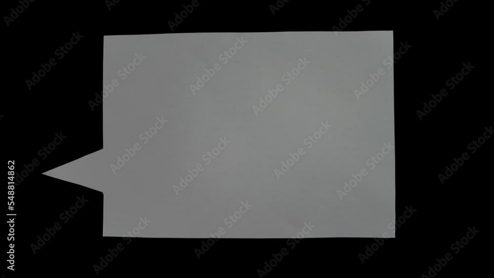 Aufkleber animation of cut out paper in bubble speech shape. stop motion for creative videos overlay. bubble t
