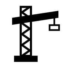 Tower crane silhouette icon. Construction work icon. Vector.
