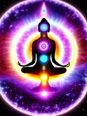 Person sitting in meditation in Aura 