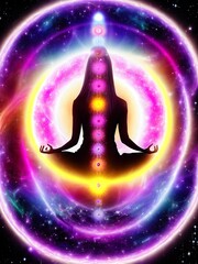 Person sitting in meditation in Aura 