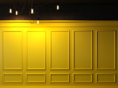 Classic wall of yellow wood panels